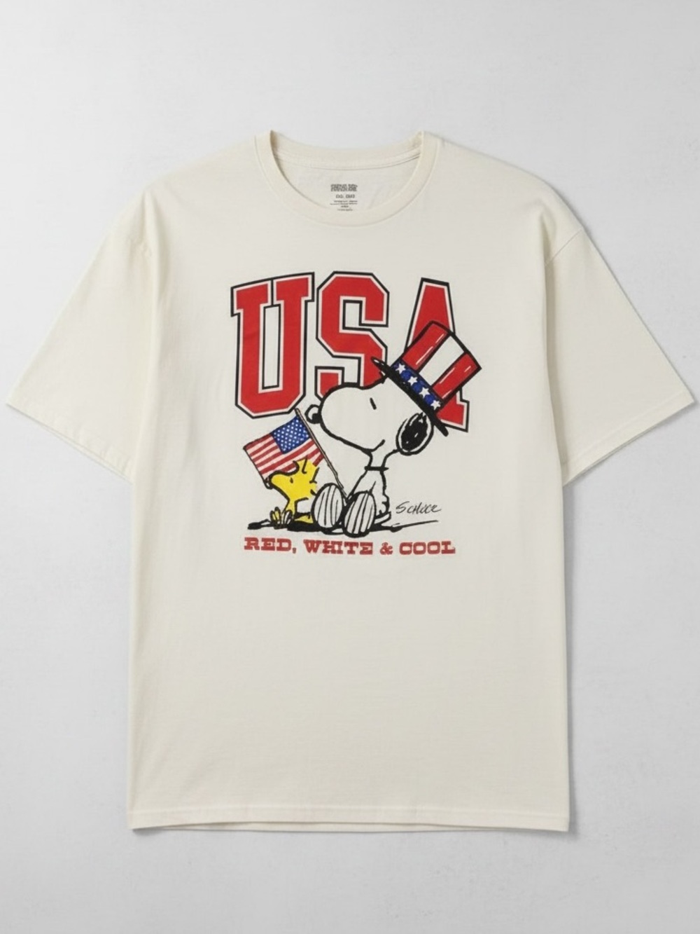 Peanuts Cream USA Graphic Tee with Snoopy & Woodstock Size XXL